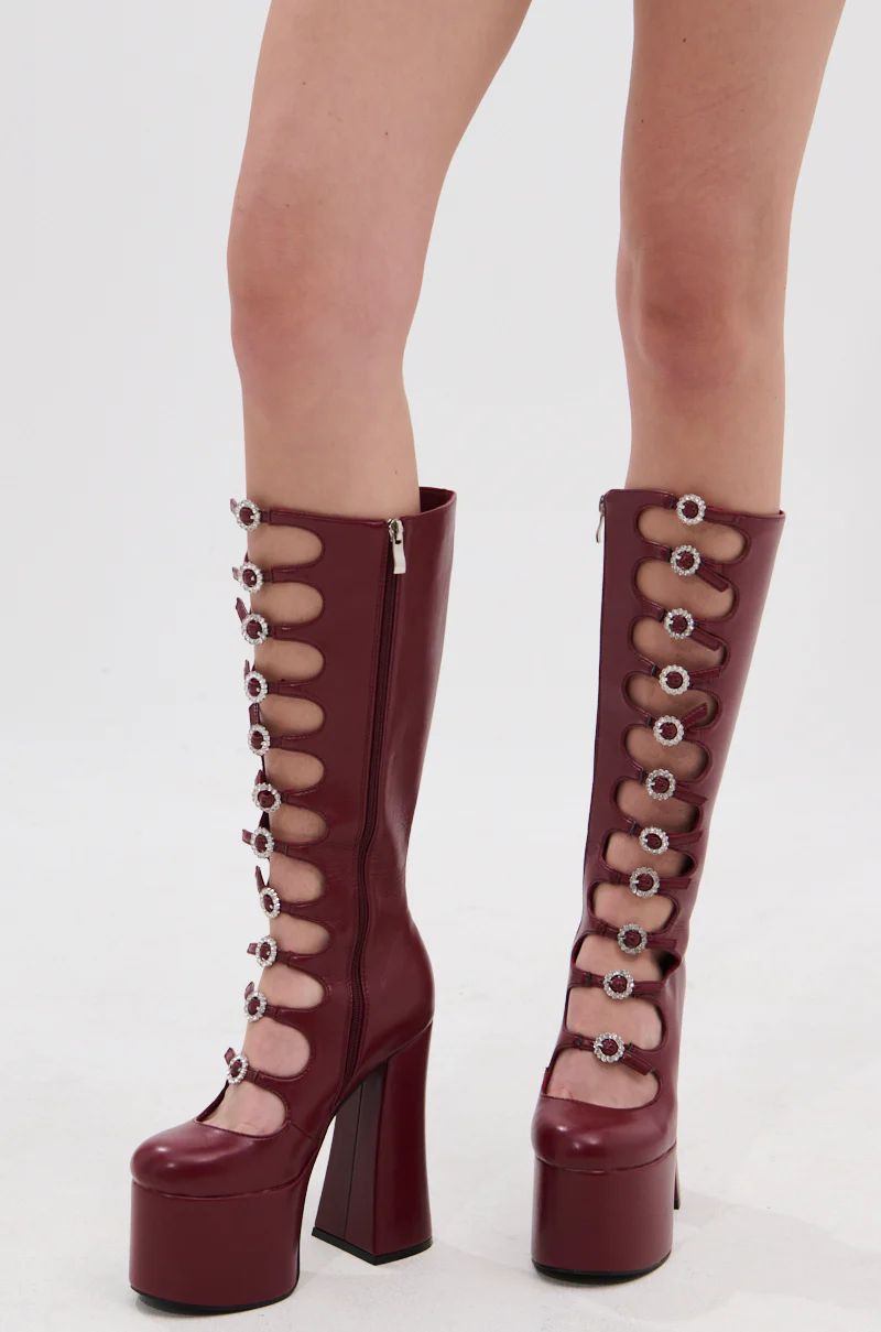 AZALEA WANG TOMLIN BURGUNDY PLATFORM BOOT - Image 3