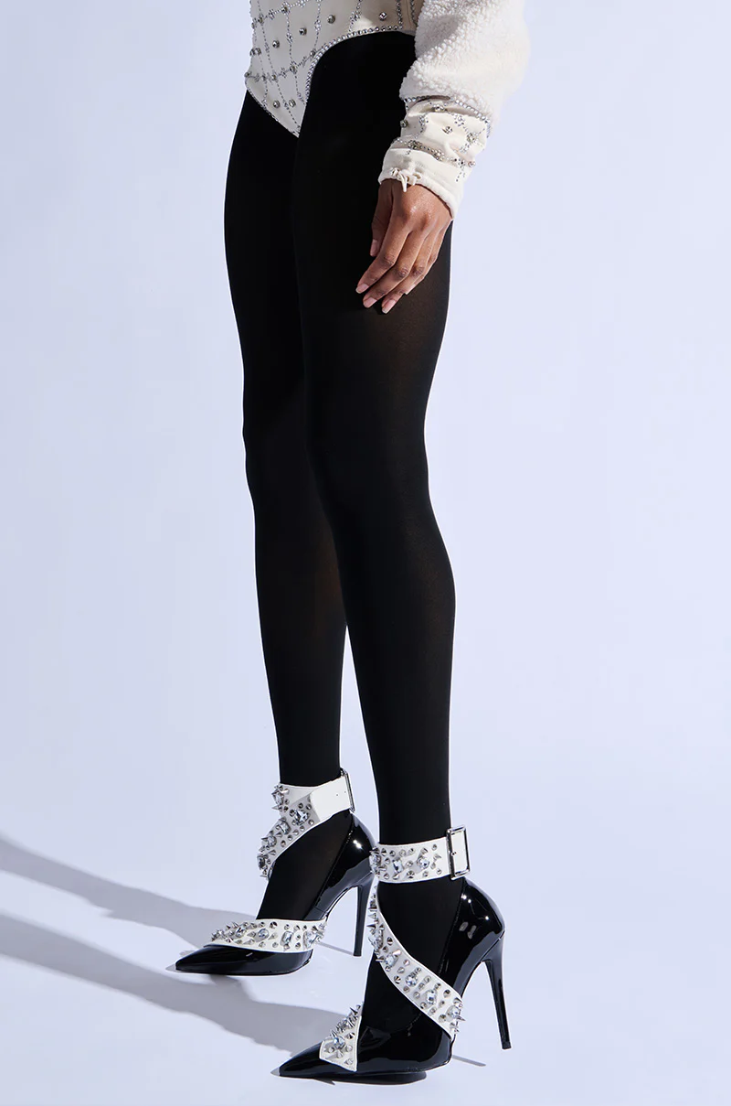 AZALEA WANG TRIANA BLACK PATENT EMBELLISHED PUMP - Image 2