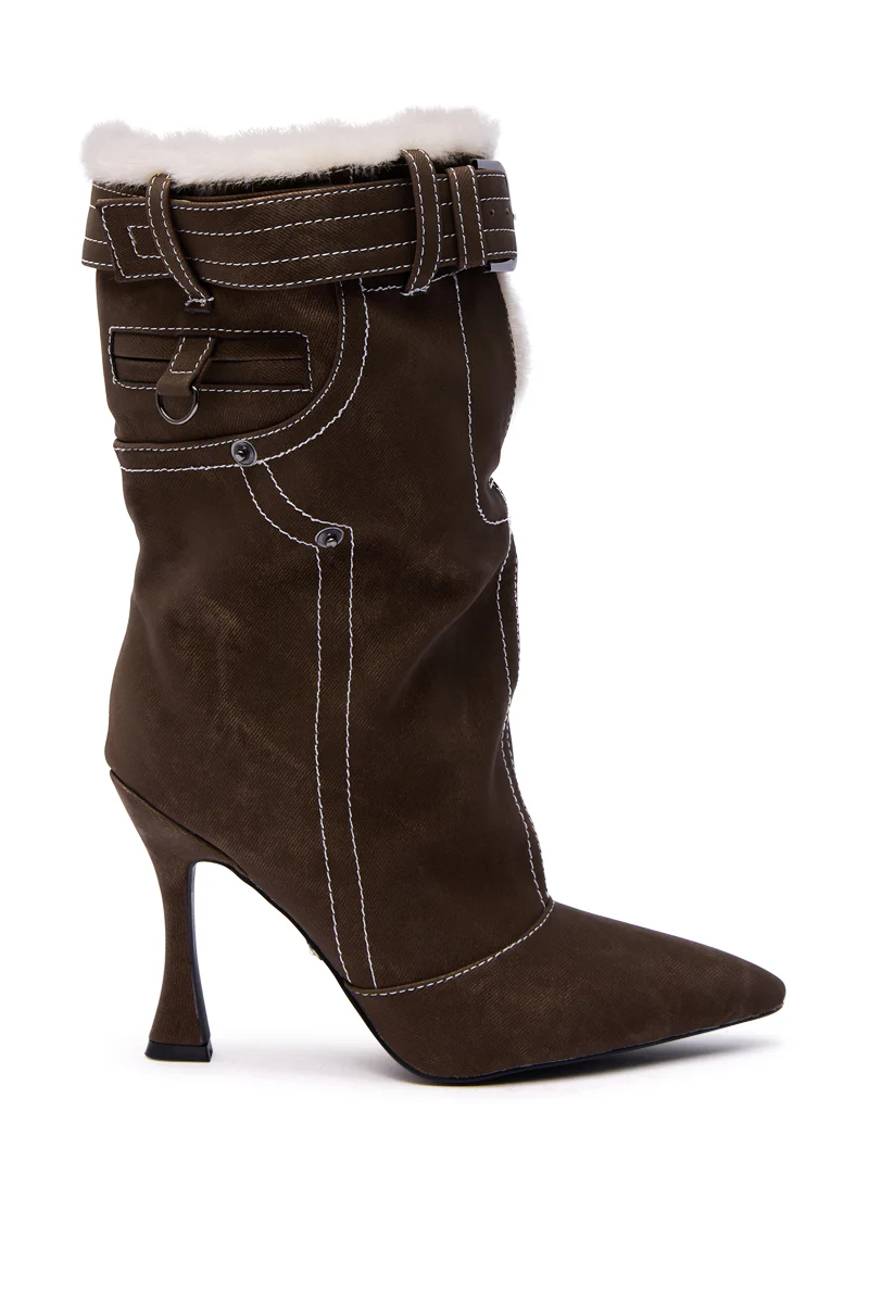 AZALEA WANG TROYES BROWN SHERPA LINED PANT LOOK BOOTIE - Image 5