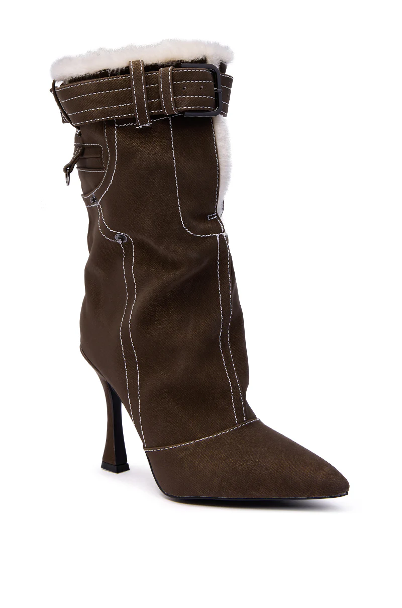 AZALEA WANG TROYES BROWN SHERPA LINED PANT LOOK BOOTIE - Image 6