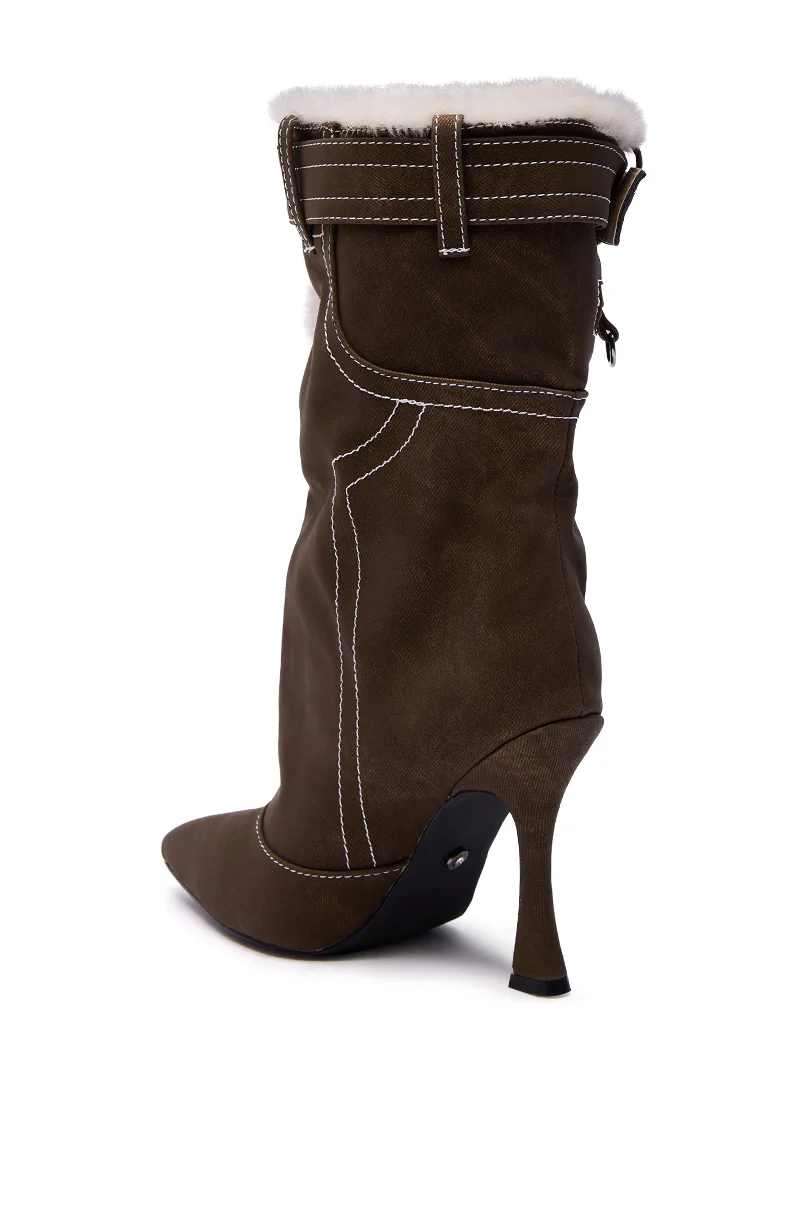 AZALEA WANG TROYES BROWN SHERPA LINED PANT LOOK BOOTIE - Image 7
