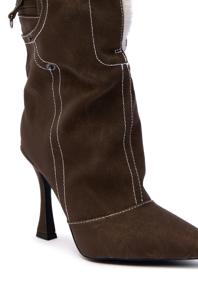 AZALEA WANG TROYES BROWN SHERPA LINED PANT LOOK BOOTIE - Image 8