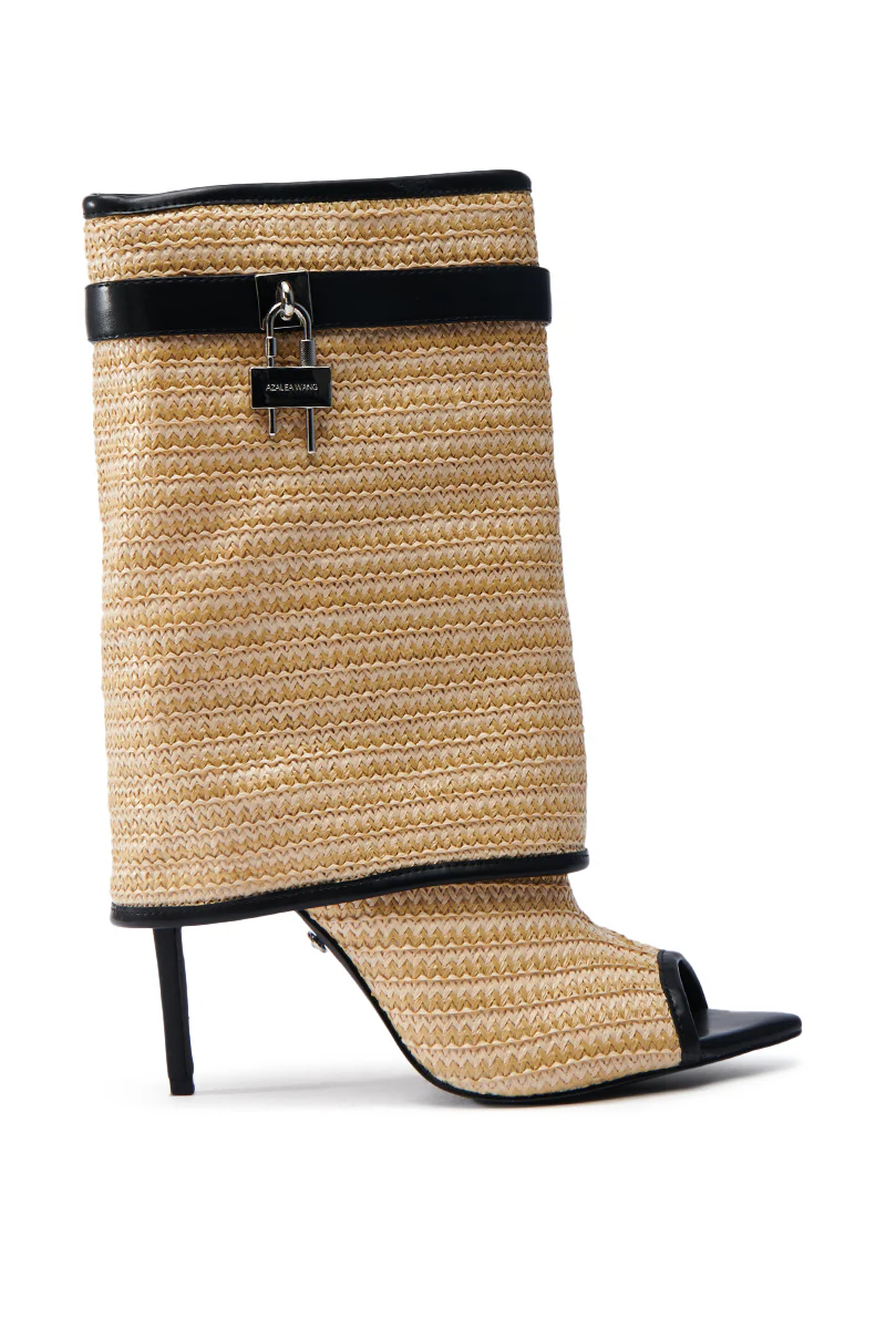 AZALEA WANG TYLOR BEIGE WOVEN BOOTIE - Image 3