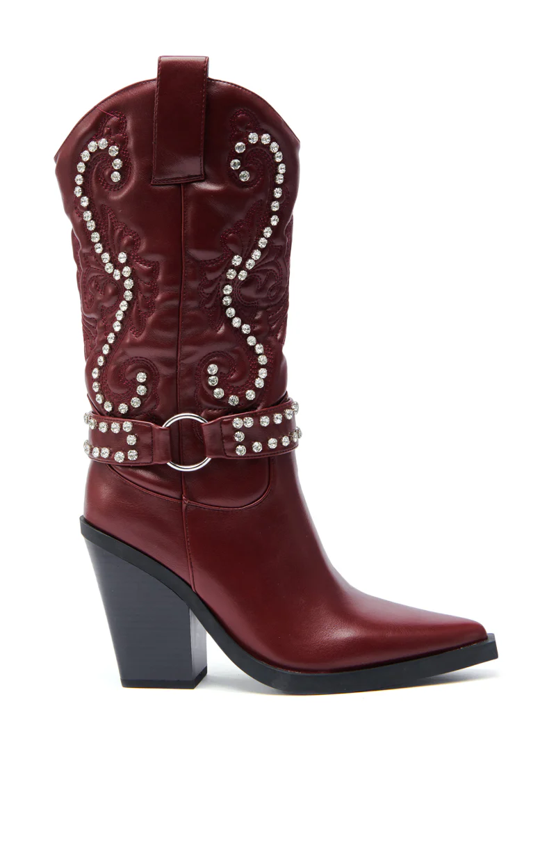 AZALEA WANG UMBRA BURGUNDY WESTERN BOOTIE - Image 3