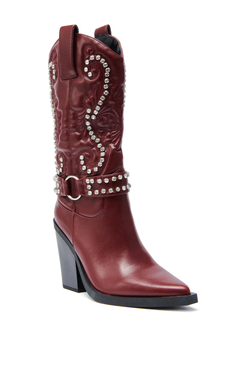AZALEA WANG UMBRA BURGUNDY WESTERN BOOTIE - Image 4