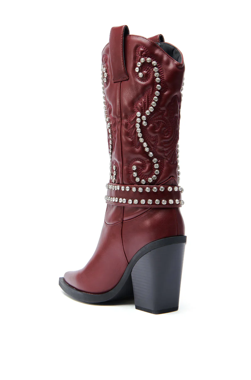 AZALEA WANG UMBRA BURGUNDY WESTERN BOOTIE - Image 5