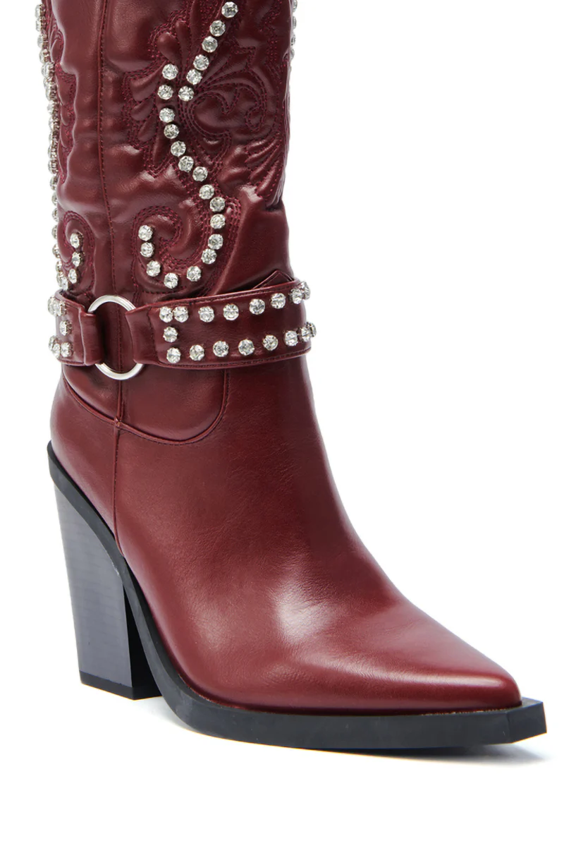AZALEA WANG UMBRA BURGUNDY WESTERN BOOTIE - Image 6