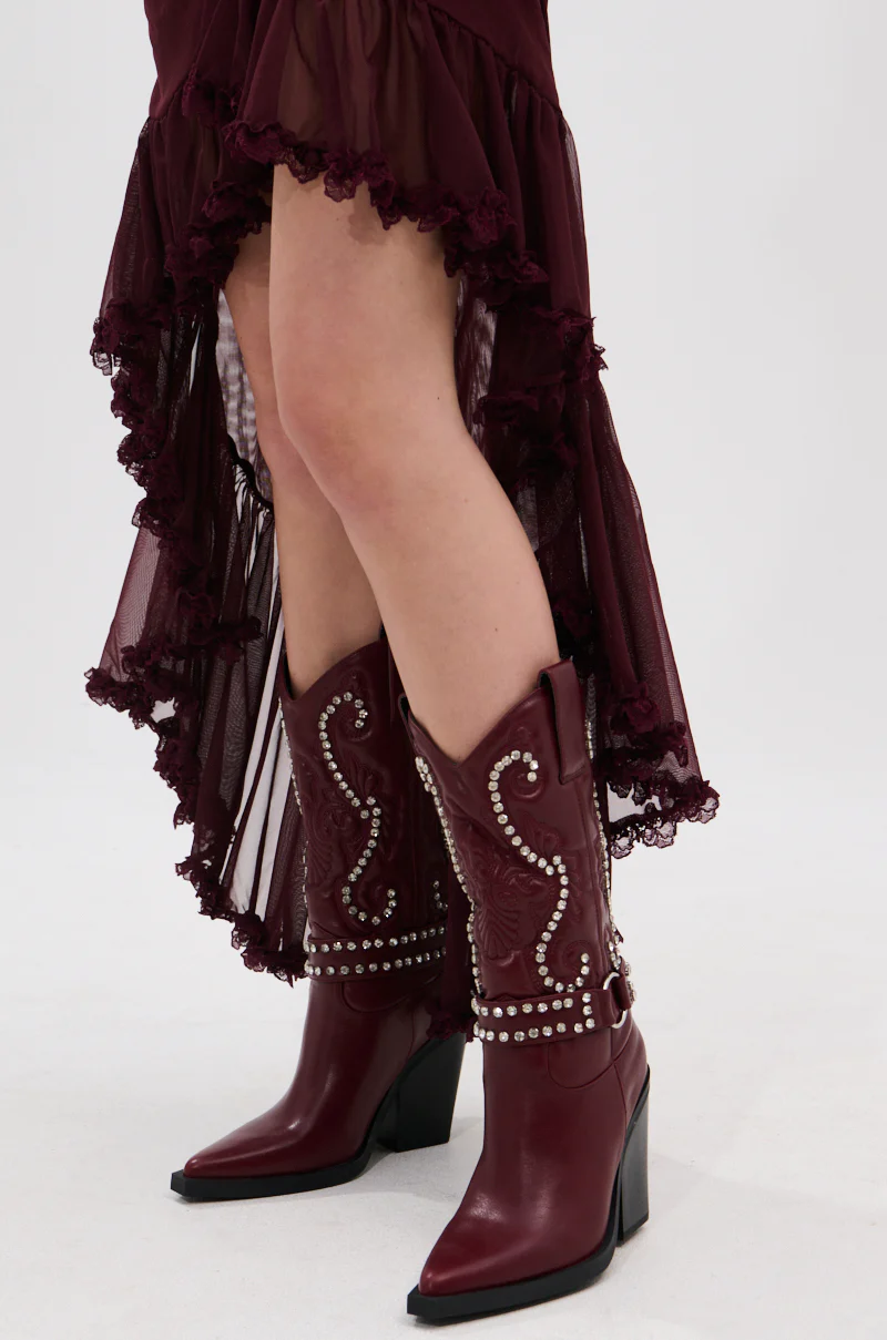 AZALEA WANG UMBRA BURGUNDY WESTERN BOOTIE - Image 8