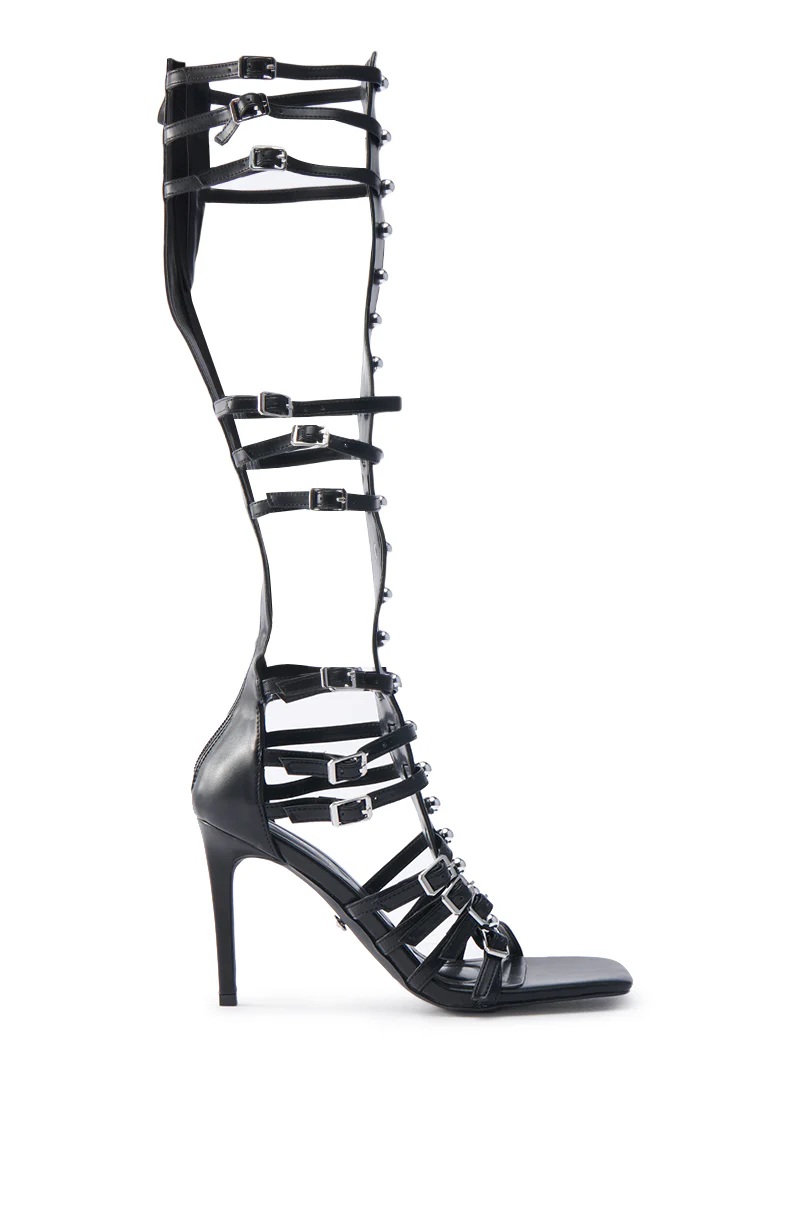 AZALEA WANG UNDERWOOD BLACK GLADIATOR STILETTO SANDAL - Image 5
