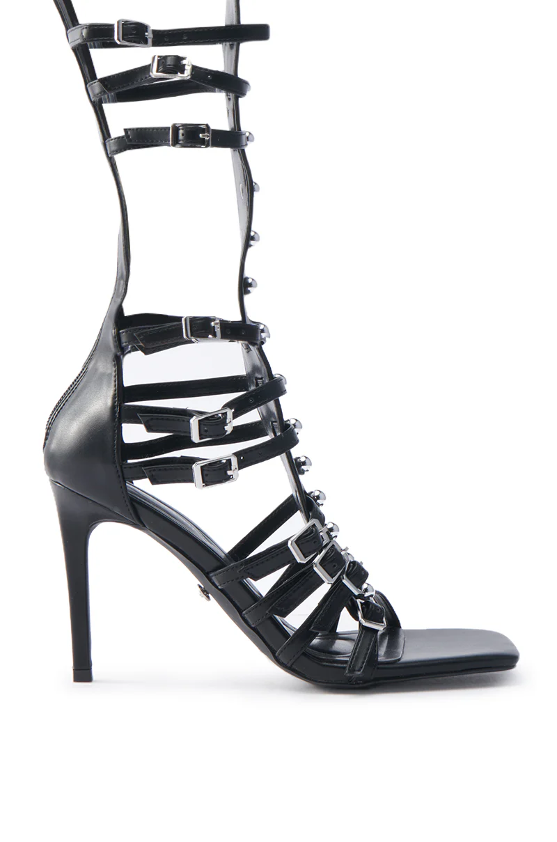 AZALEA WANG UNDERWOOD BLACK GLADIATOR STILETTO SANDAL - Image 8