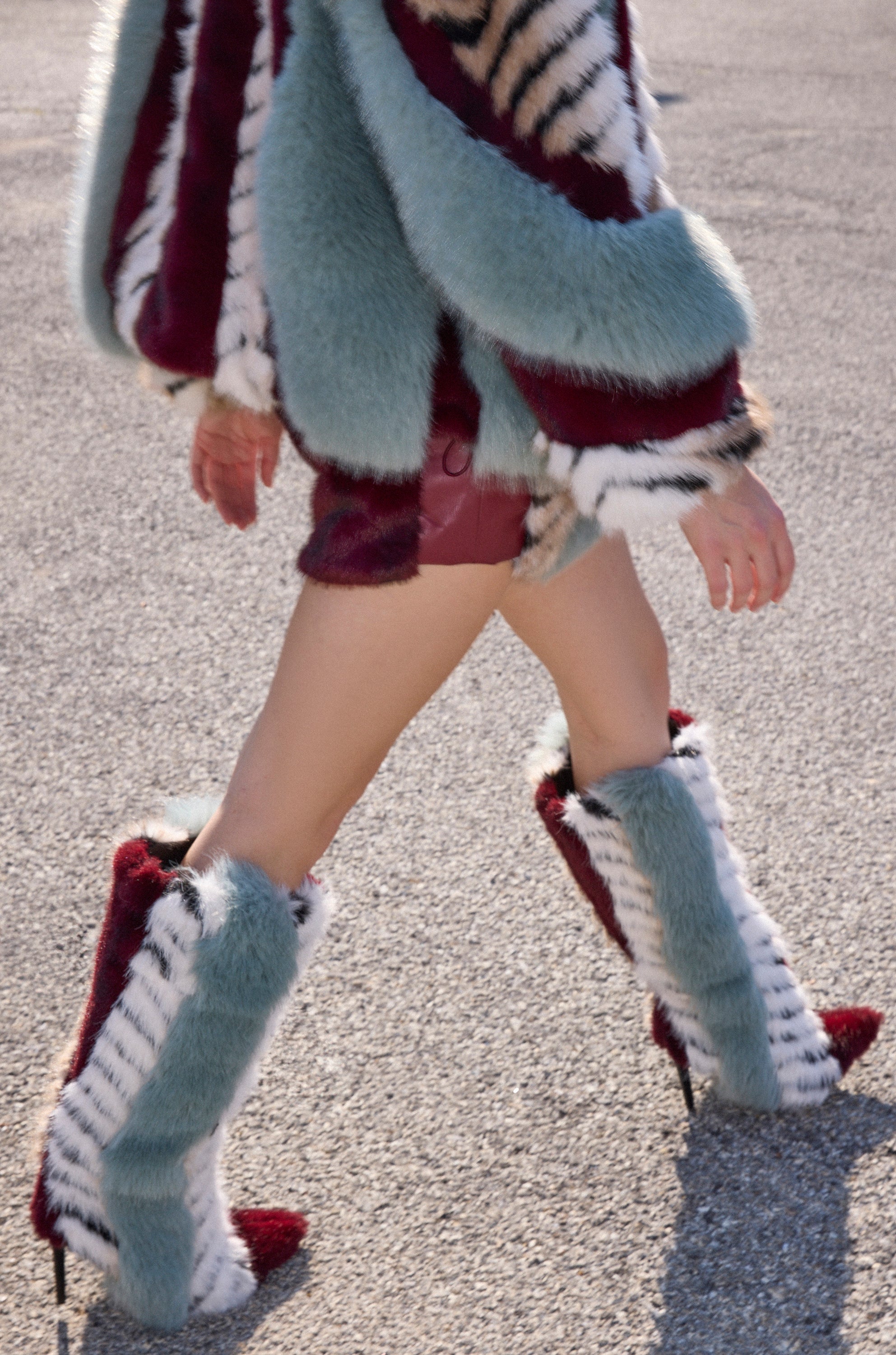AZALEA WANG UPSELLA BLUE MULTI STILETTO BOOT - Image 2