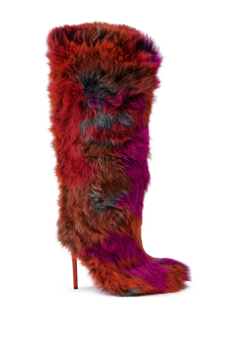 AZALEA WANG UPSETTER ORANGE MULTI FUZZY KNEE HIGH BOOT - Image 4