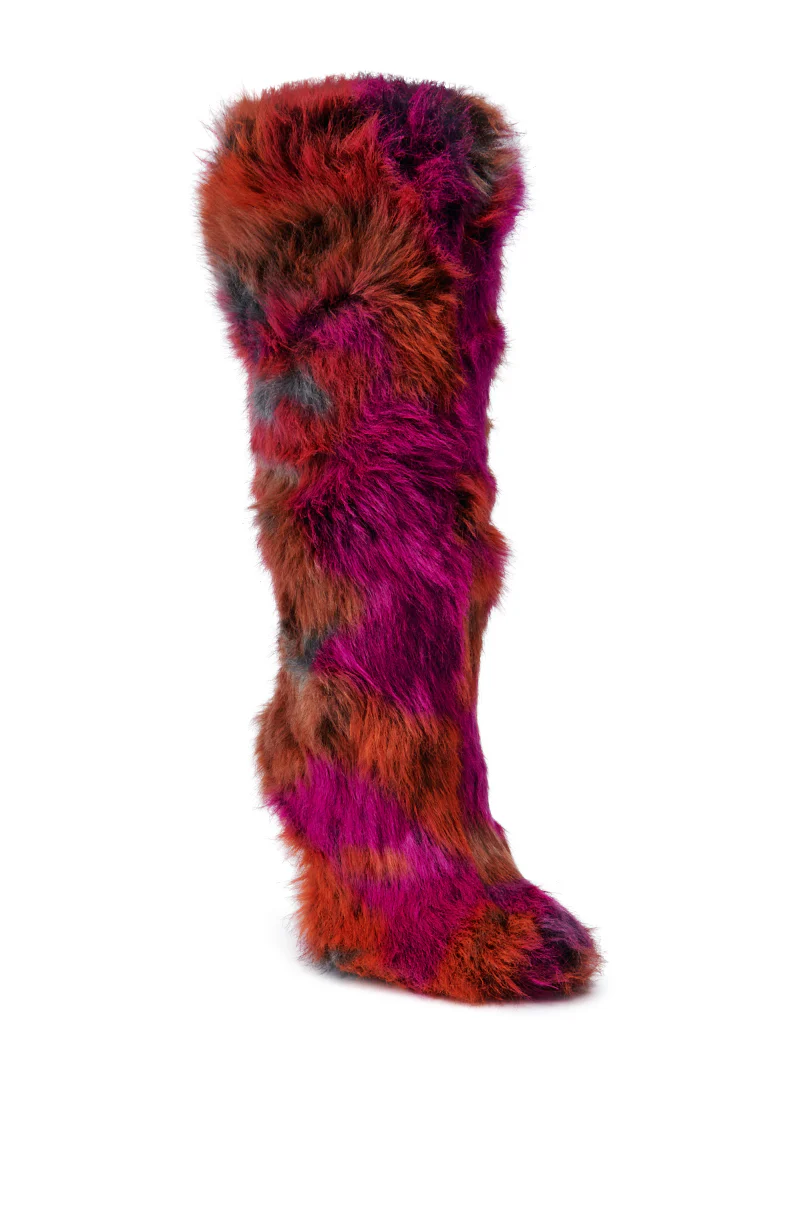 AZALEA WANG UPSETTER ORANGE MULTI FUZZY KNEE HIGH BOOT - Image 5