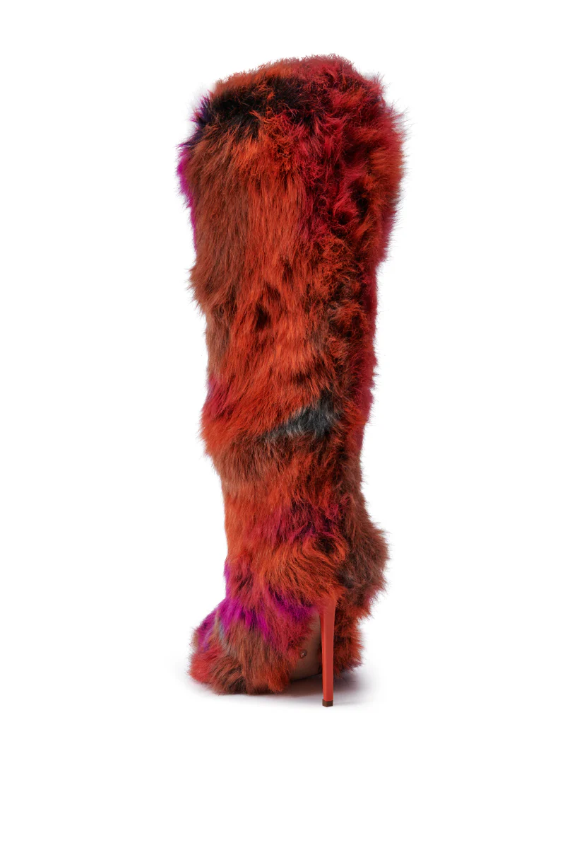 AZALEA WANG UPSETTER ORANGE MULTI FUZZY KNEE HIGH BOOT - Image 6