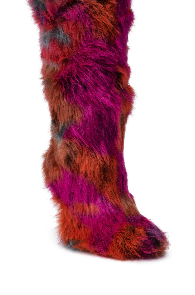 AZALEA WANG UPSETTER ORANGE MULTI FUZZY KNEE HIGH BOOT - Image 7