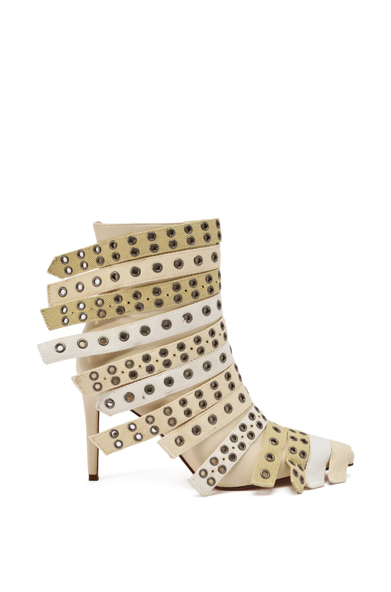 AZALEA WANG UZMA BONE DENIM SILVER HARDWARE STILETTO BOOTIE - Image 4