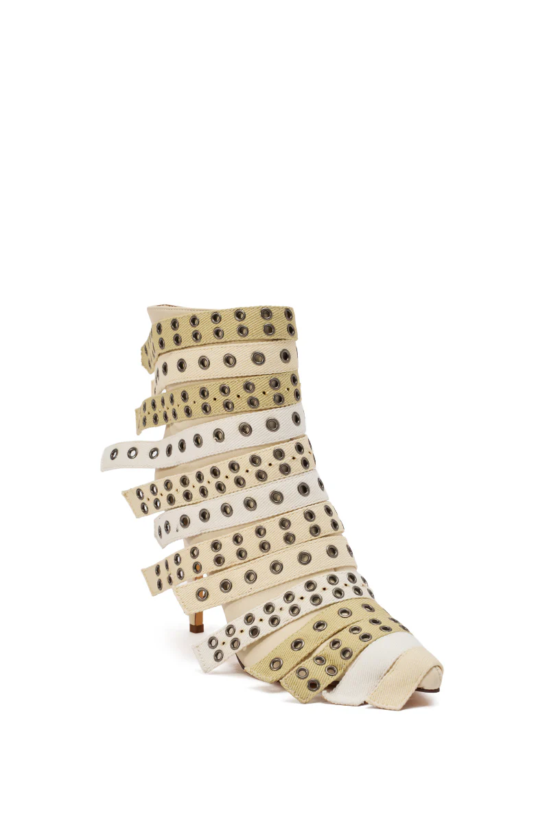 AZALEA WANG UZMA BONE DENIM SILVER HARDWARE STILETTO BOOTIE - Image 5
