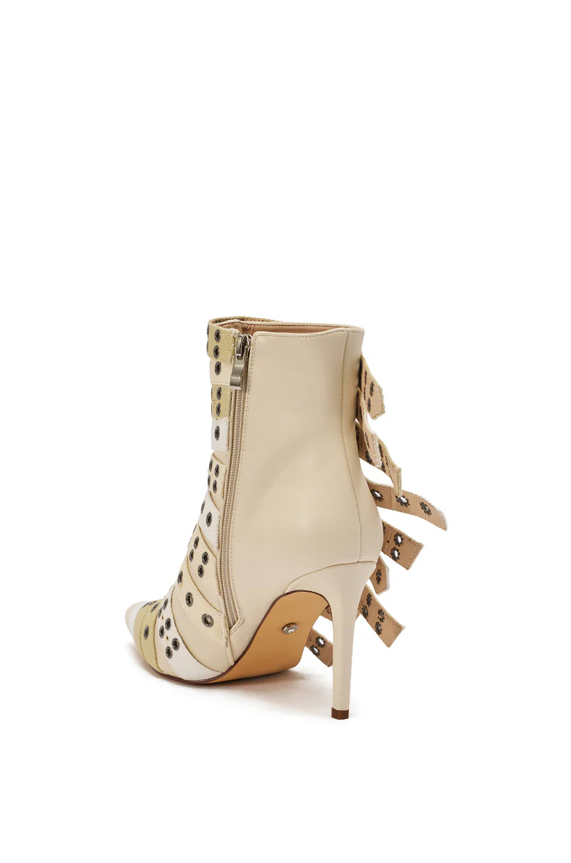 AZALEA WANG UZMA BONE DENIM SILVER HARDWARE STILETTO BOOTIE - Image 6