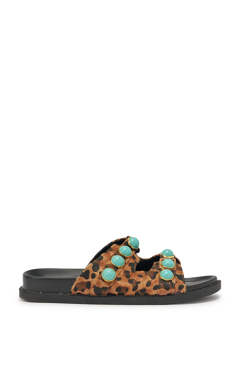 AZALEA WANG UZUMATI LEOPARD SLIP ON SANDAL WITH STONES - Image 5