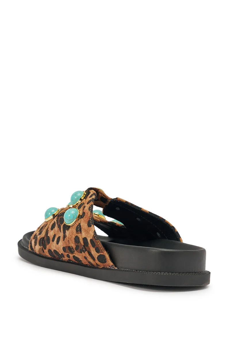 AZALEA WANG UZUMATI LEOPARD SLIP ON SANDAL WITH STONES - Image 7