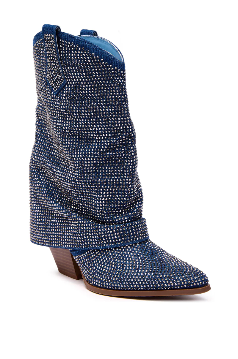 AZALEA WANG VANADIS DENIM RHINESTONE COWBOY BOOTIE - Image 6