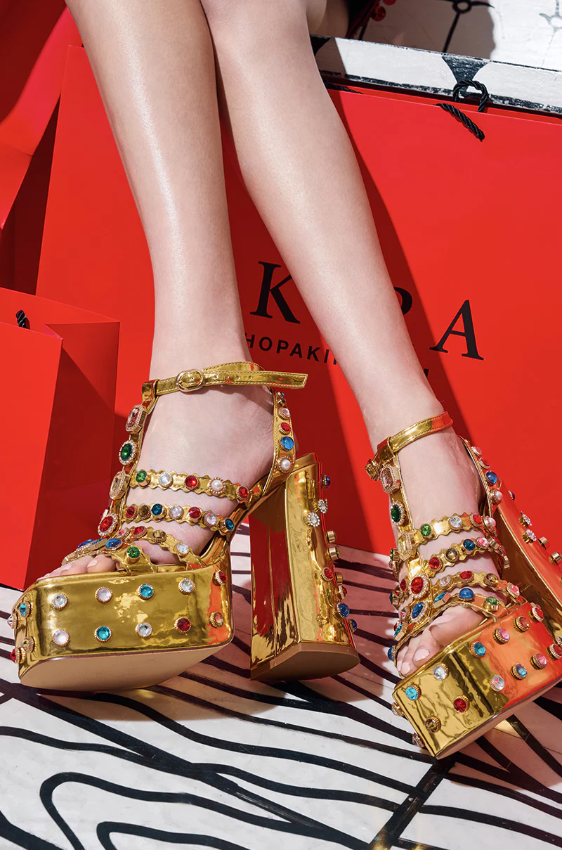 AZALEA WANG VIANNI GOLD CHUNKY SANDAL - Image 2