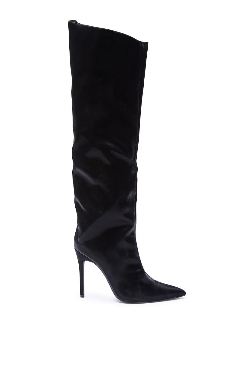 AZALEA WANG VIETTA BLACK LIQUID LUXE STILETTO BOOT IN BLACK - Image 5