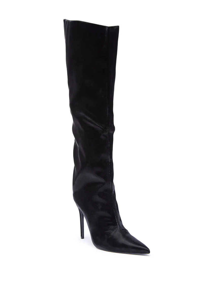 AZALEA WANG VIETTA BLACK LIQUID LUXE STILETTO BOOT IN BLACK - Image 6