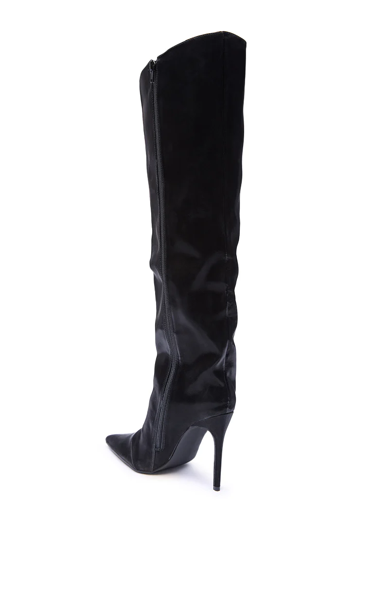 AZALEA WANG VIETTA BLACK LIQUID LUXE STILETTO BOOT IN BLACK - Image 7
