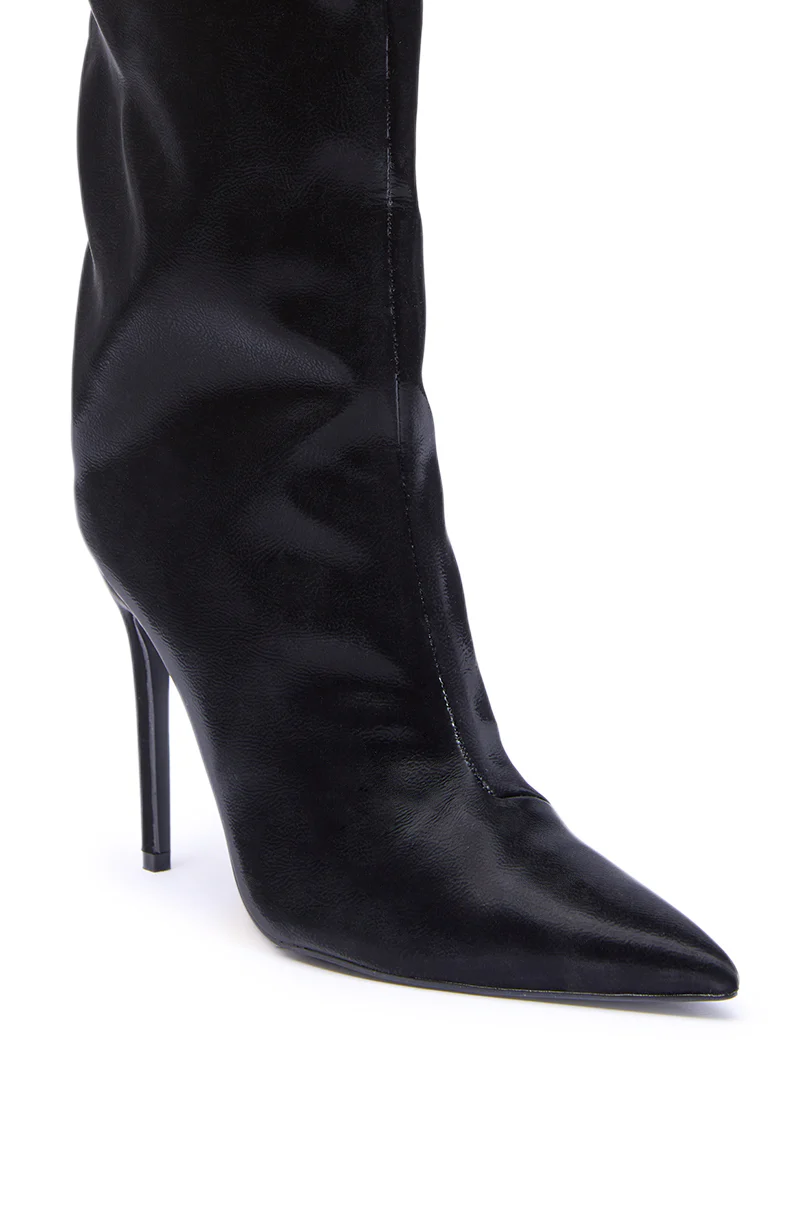 AZALEA WANG VIETTA BLACK LIQUID LUXE STILETTO BOOT IN BLACK - Image 8