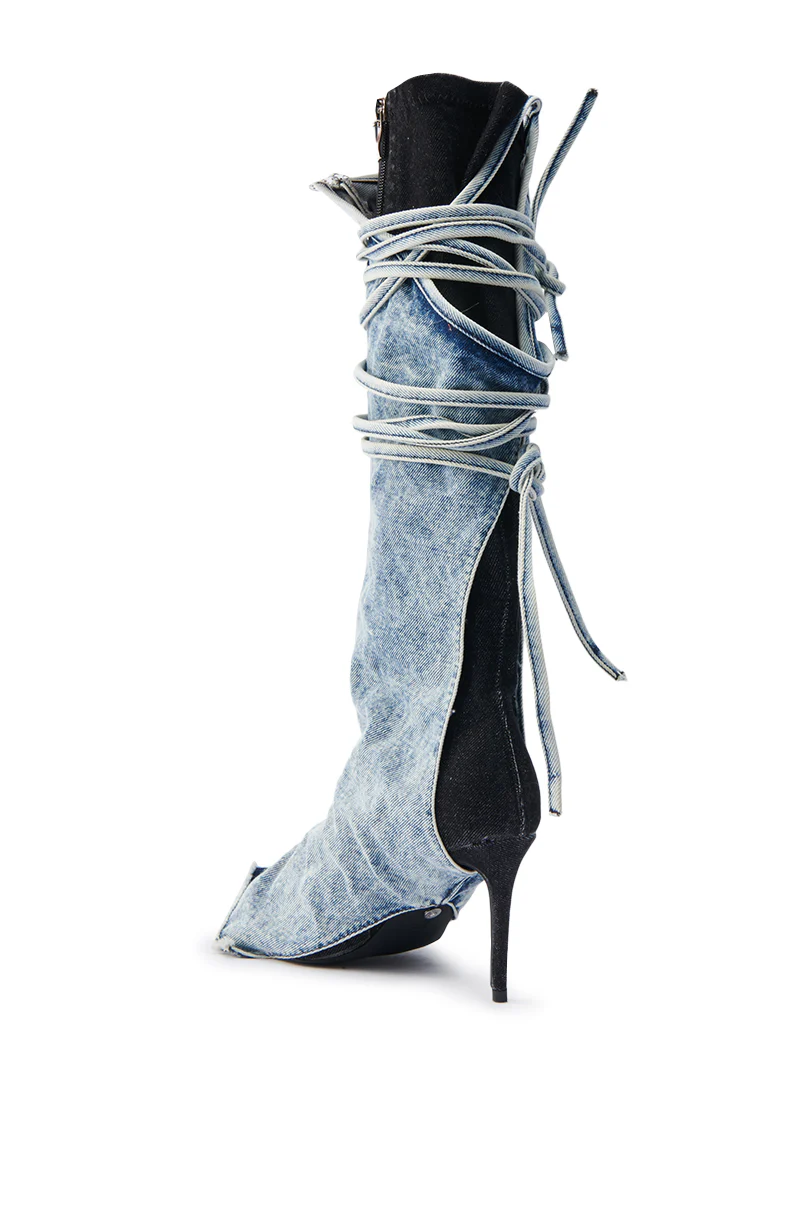 AZALEA WANG VILLAREAL DENIM BOOT WITH TIES - Image 8