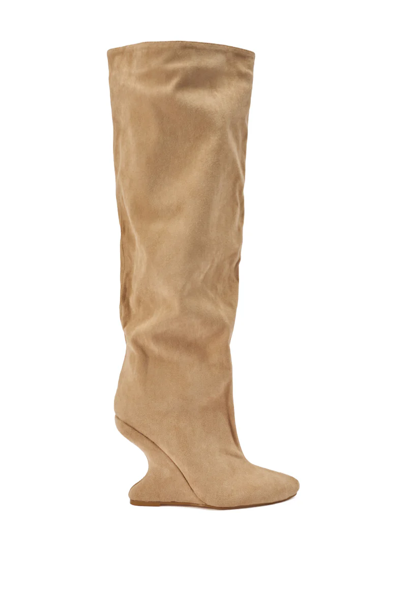 AZALEA WANG VINCE NUDE FAUX SUEDE WEDGE BOOT - Image 3