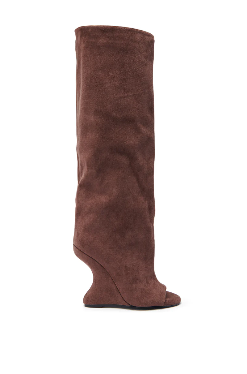 AZALEA WANG VINCENT BROWN SUEDE OPEN TOE BOOT - Image 5
