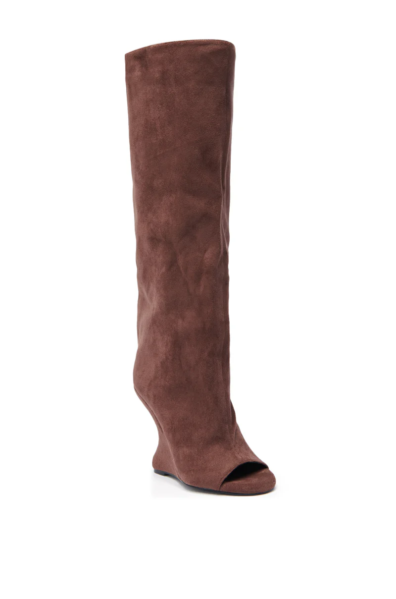 AZALEA WANG VINCENT BROWN SUEDE OPEN TOE BOOT - Image 6