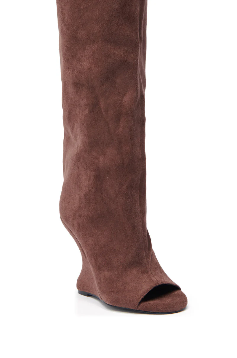 AZALEA WANG VINCENT BROWN SUEDE OPEN TOE BOOT - Image 8