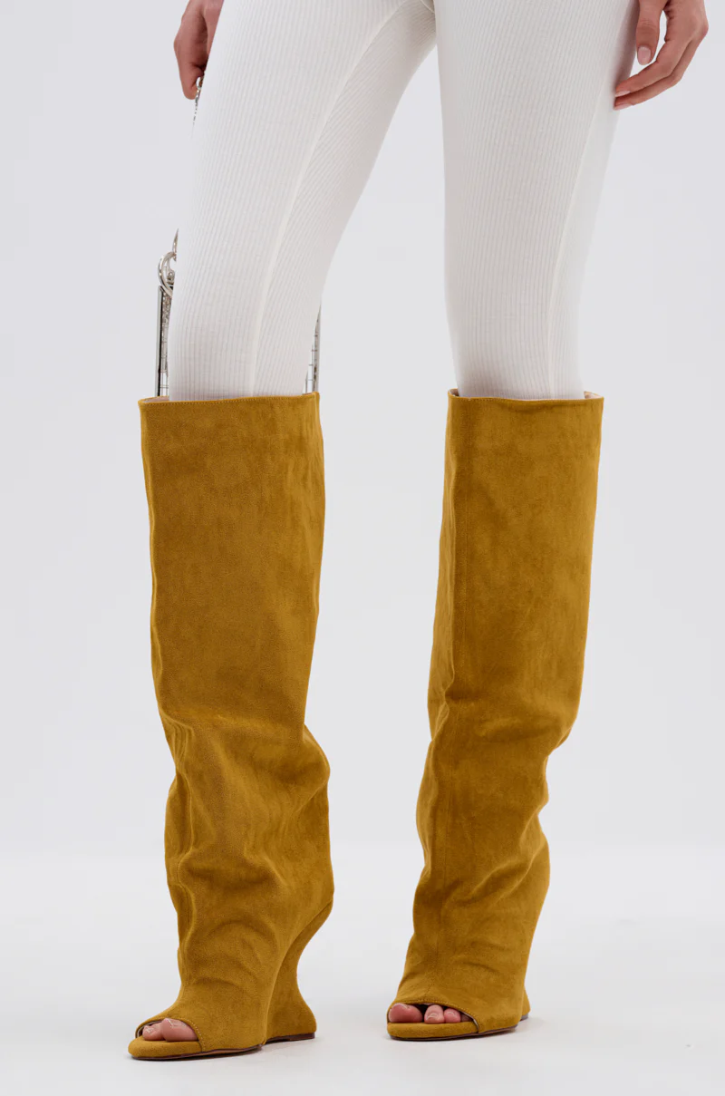 AZALEA WANG VINCENT MUSTARD SUEDE OPEN TOE BOOT - Image 5