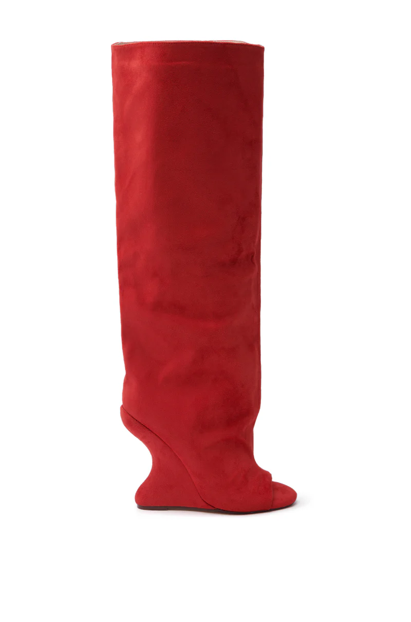 AZALEA WANG VINCENT RED OPEN TOE WEDGE BOOT - Image 5