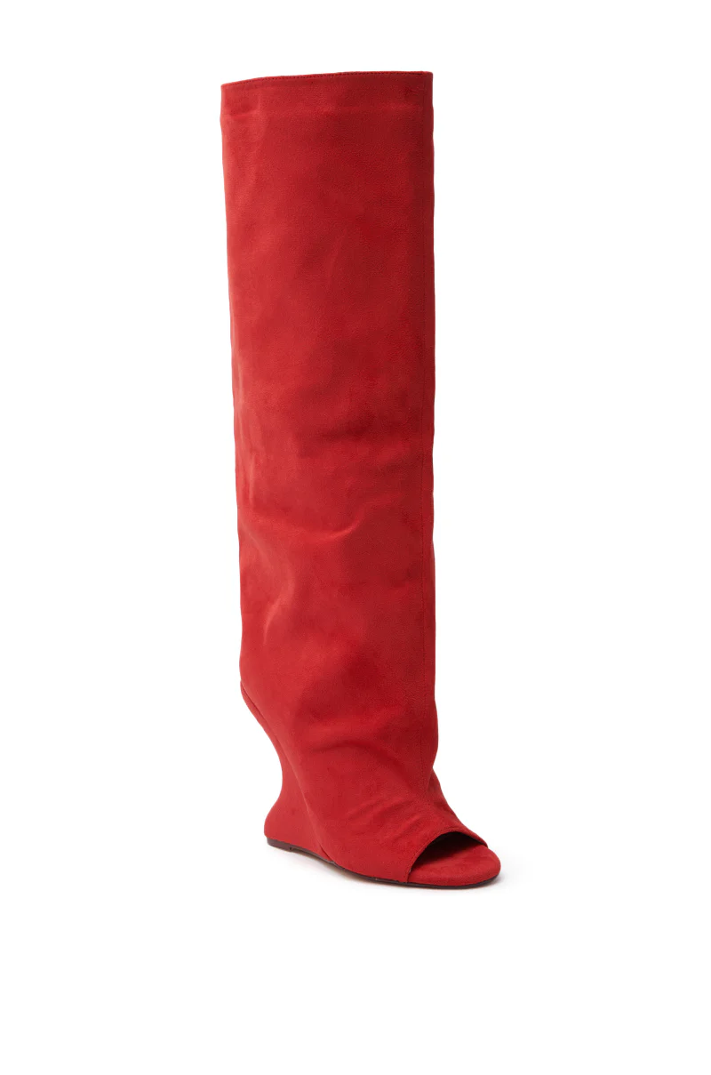 AZALEA WANG VINCENT RED OPEN TOE WEDGE BOOT - Image 6