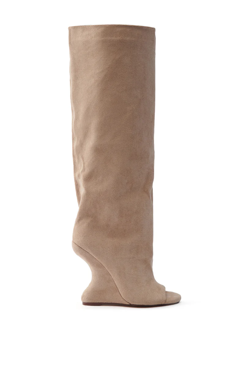 AZALEA WANG VINCENT NUDE FAUX SUEDE OPEN TOE BOOT - Image 4