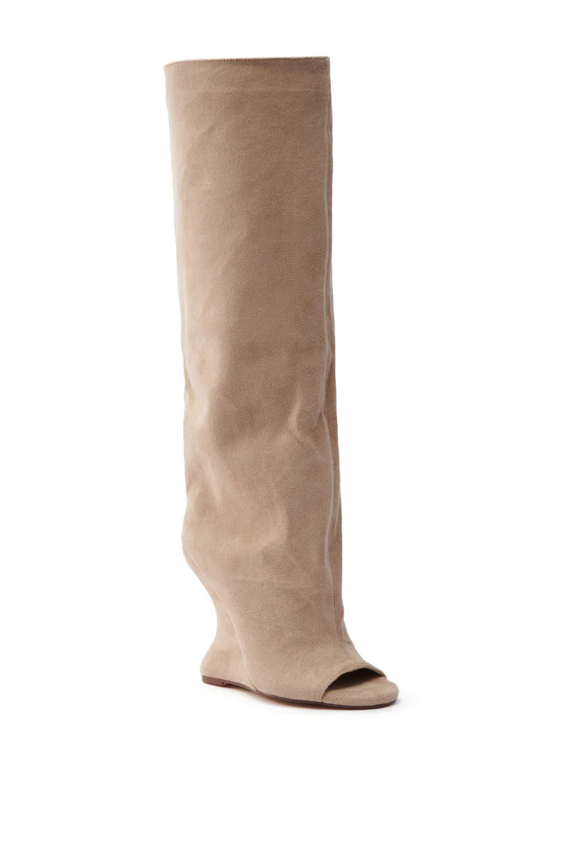 AZALEA WANG VINCENT NUDE FAUX SUEDE OPEN TOE BOOT - Image 5