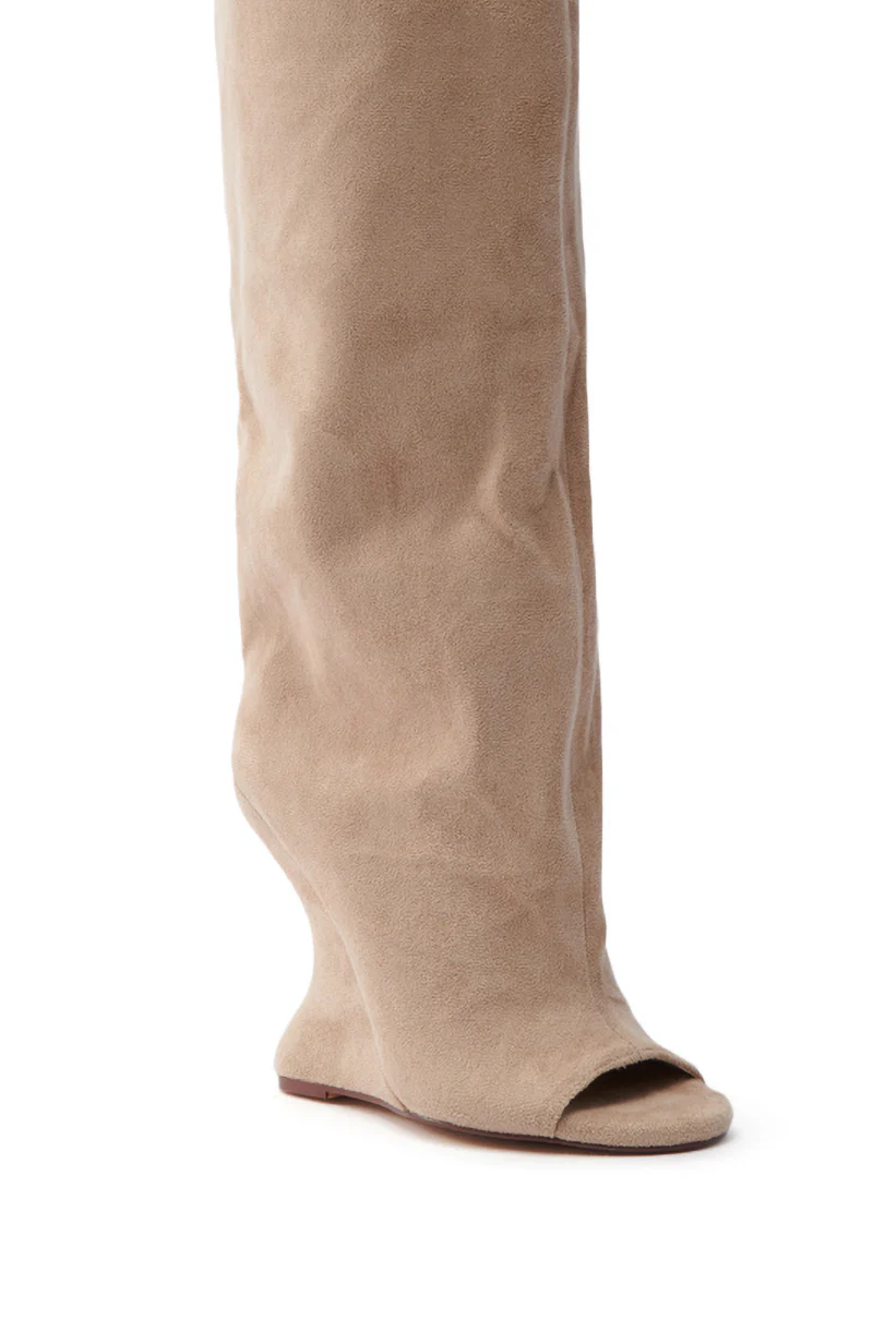AZALEA WANG VINCENT NUDE FAUX SUEDE OPEN TOE BOOT - Image 7