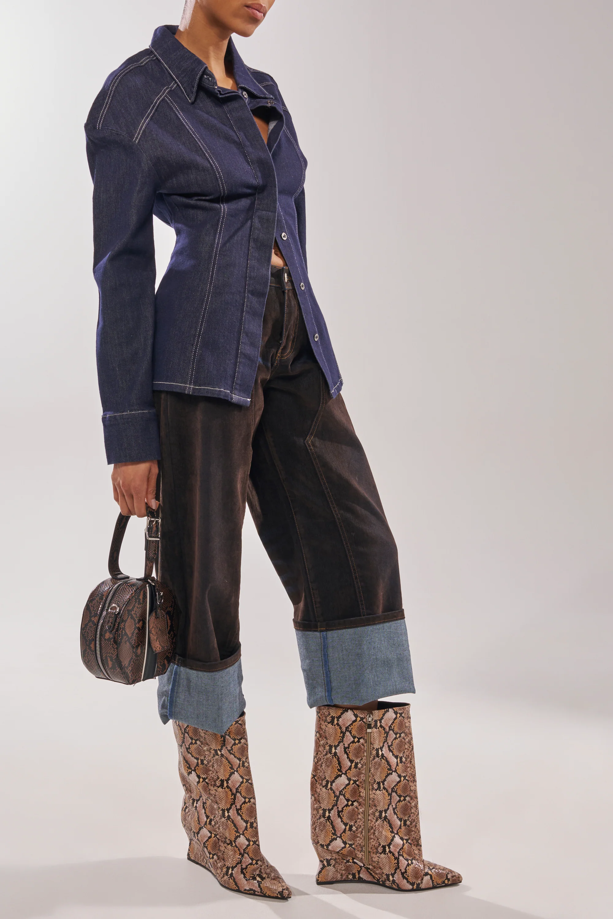AZALEA WANG VINCI SNAKE PU PRINT WEDGE BOOTIE - Image 3