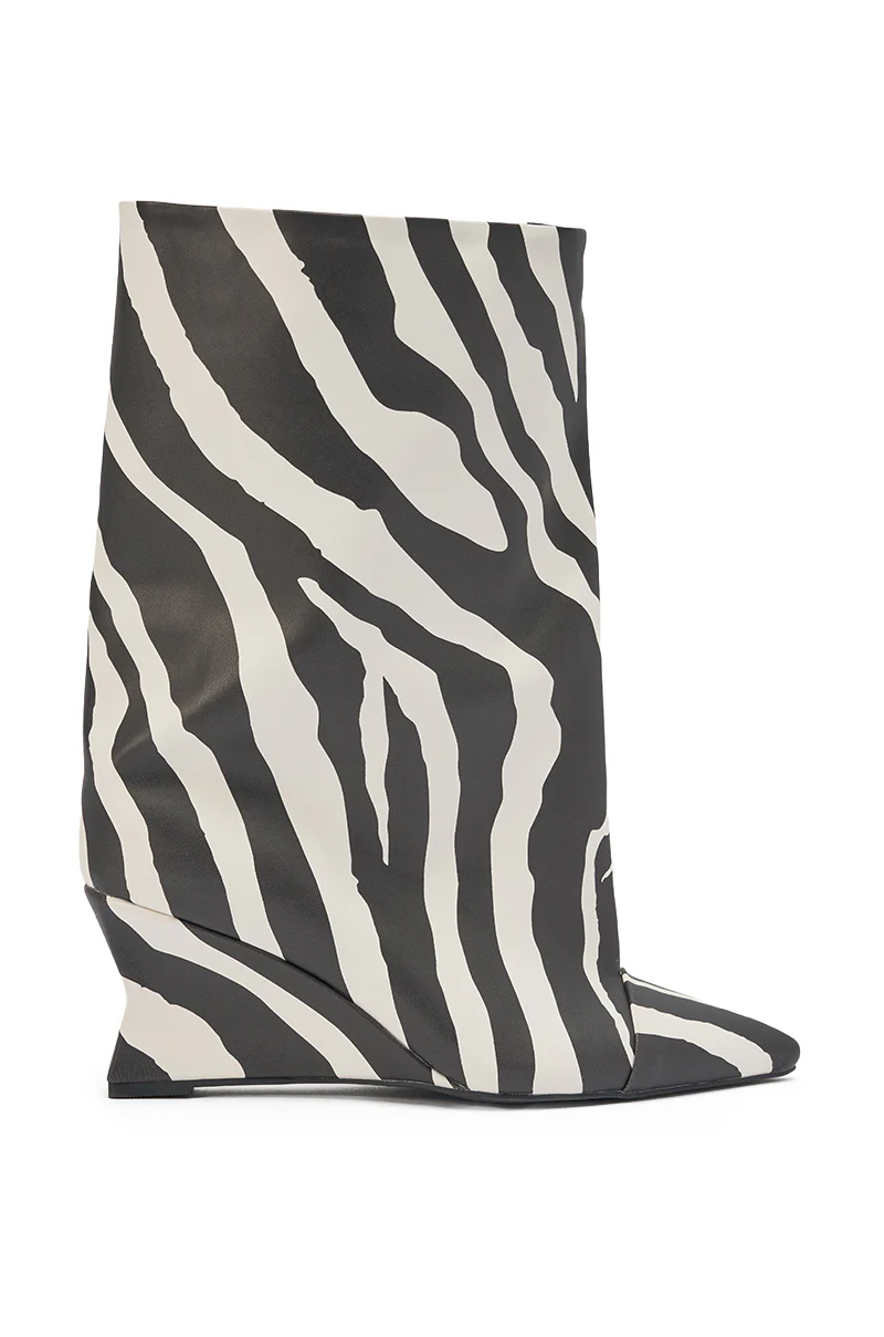 AZALEA WANG VINCI ZEBRA PU PRINT WEDGE BOOTIE - Image 3
