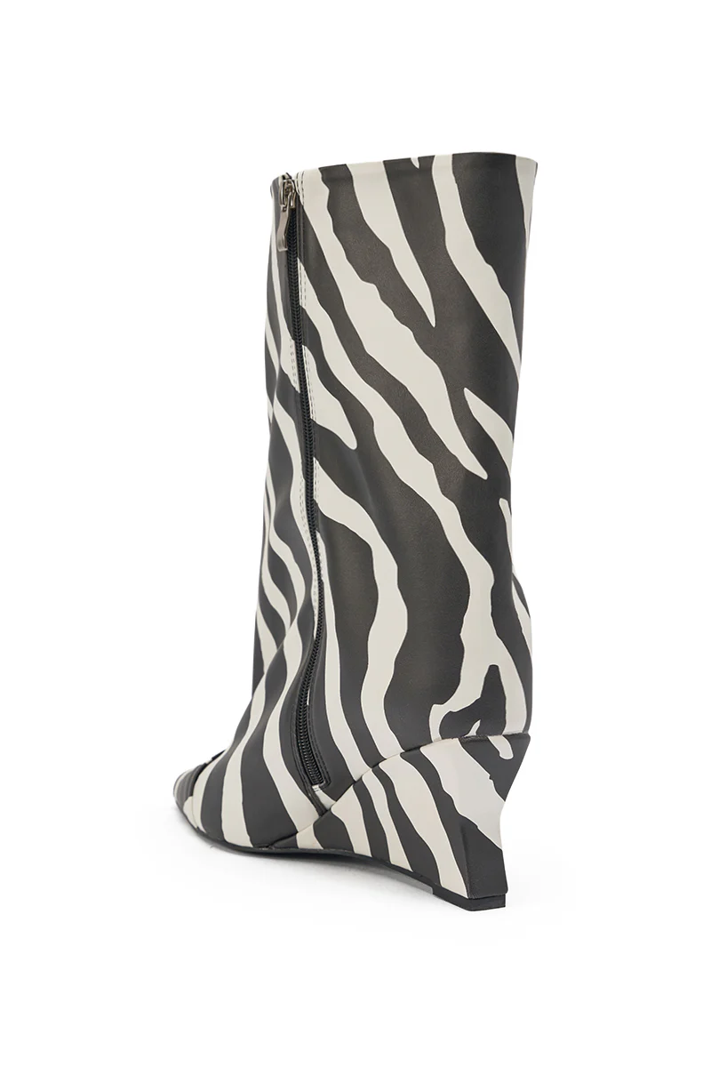 AZALEA WANG VINCI ZEBRA PU PRINT WEDGE BOOTIE - Image 5