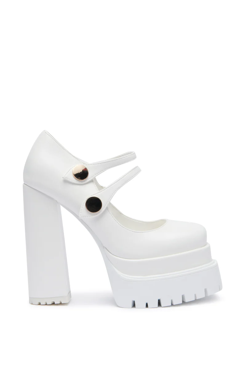 AZALEA WANG VIOLINA WHITE CHUNKY PLAFTFORM PUMP - Image 3