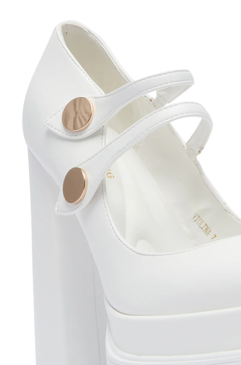 AZALEA WANG VIOLINA WHITE CHUNKY PLAFTFORM PUMP - Image 6