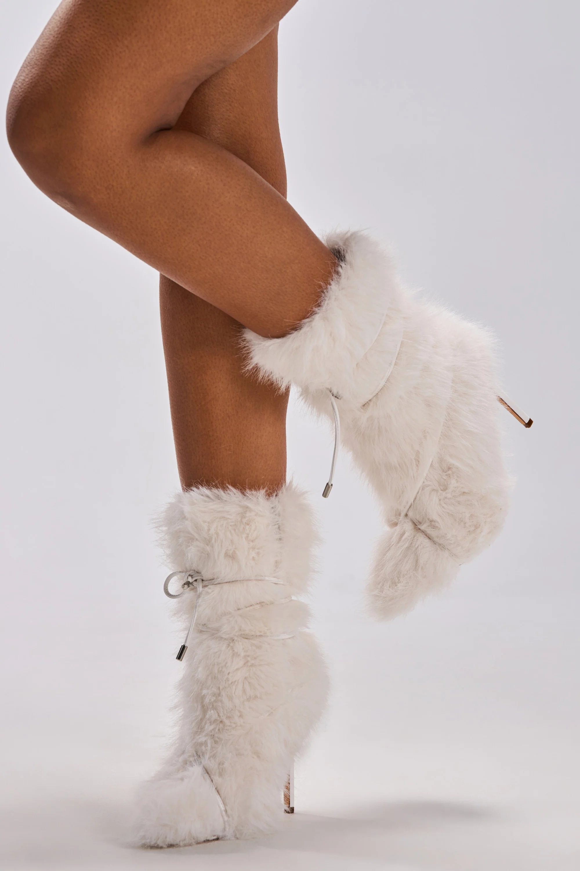 AZALEA WANG VITYA IVORY FUR BOOTIE - Image 2