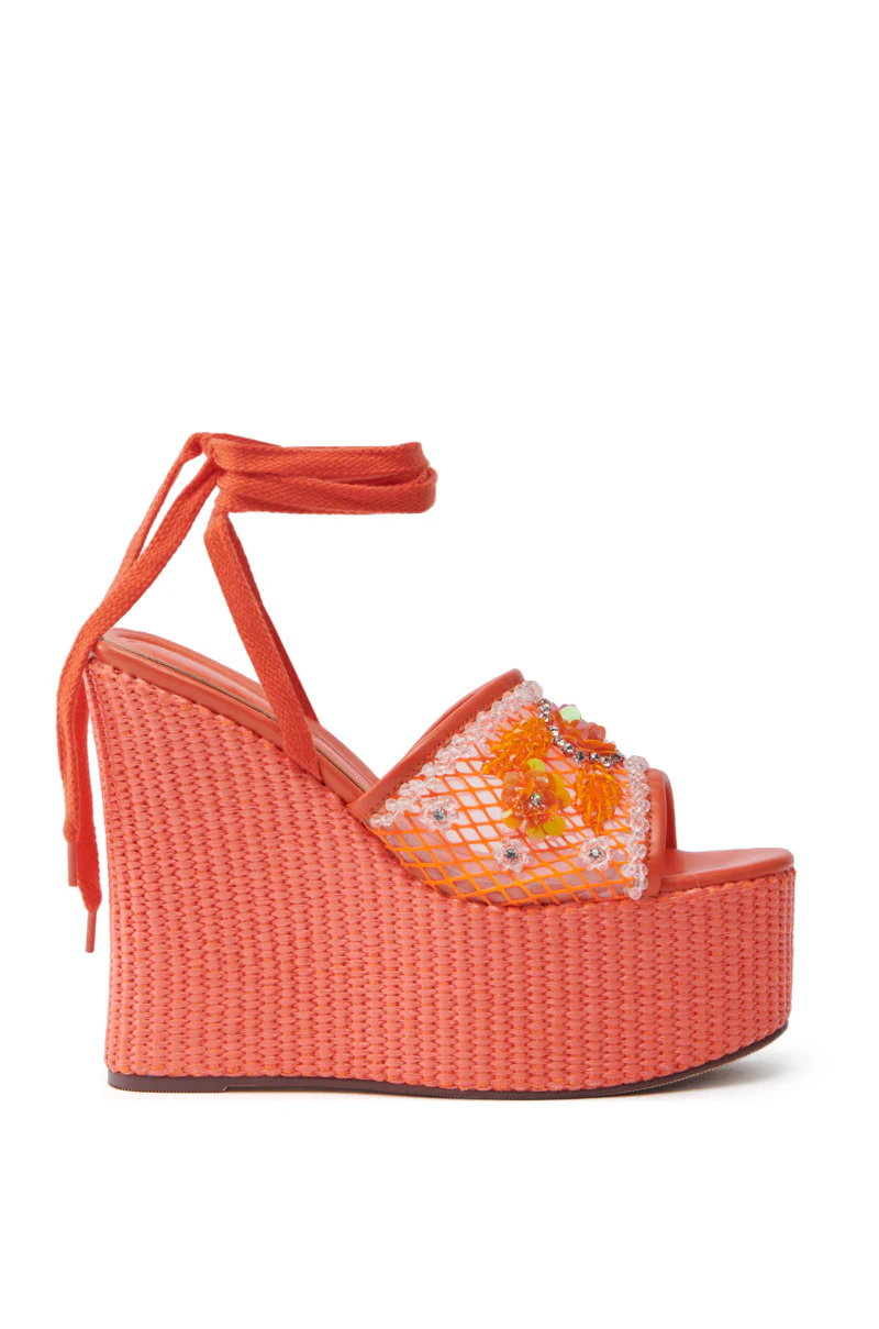 AZALEA WANG VONDA ORANGE WEDGE SANDAL - Image 3