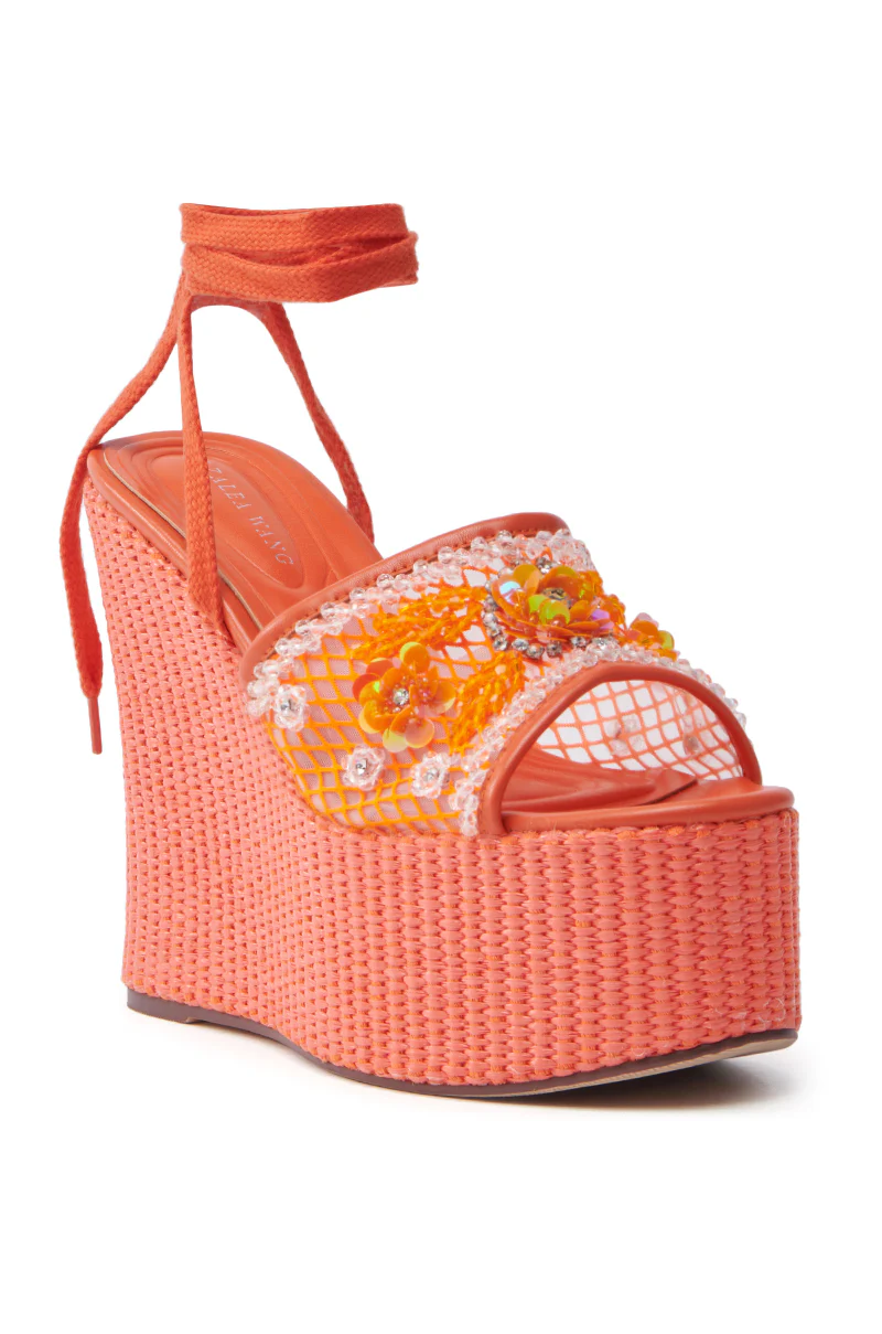 AZALEA WANG VONDA ORANGE WEDGE SANDAL - Image 4