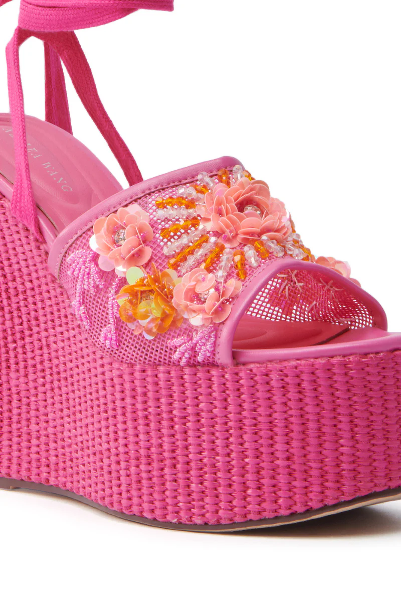 AZALEA WANG VONDA PINK WEDGE SANDAL - Image 6